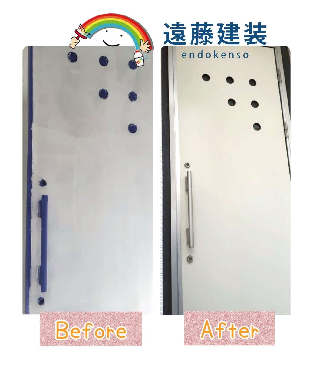 【木部塗装】ドア塗り替えはシール剥がしで下地がボロボロ！？（東京都荒川区）